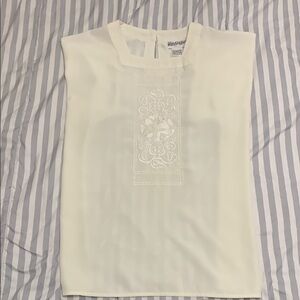 Yves St. Clair Ivory Top with Floral Detail